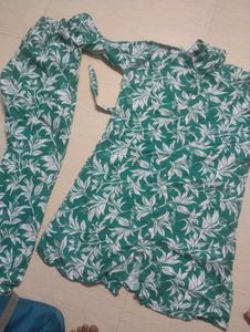 Teal Green Leaf Print Co-ord Set
