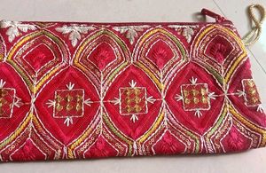 Embroidered Red Clutch Bag