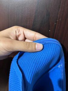 Blue Ribbed Crop Top