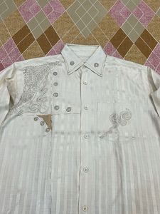 Jethalal inspired Men's Beige Embroidered Shirt