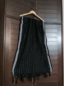 Black White Floral Print Kurta Set with Dupatta