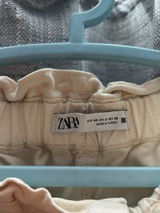 ZARA Cream Paperbag Waist Pants