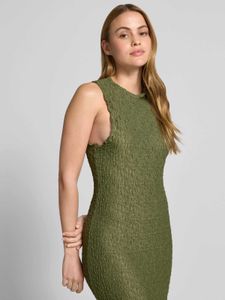 Olive Textured Sleeveless Midi Dress