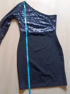 shein Sparkling One-Sleeve Party Dress