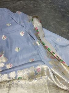 Embroiding Cotton Grey Colour Saree