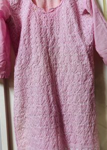 Beautiful Pink Chikankari Kurta