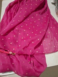 Pink Dupatta with Gold Accents