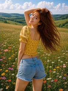 Yellow Drawstring Bow Floral Crop Top summer wear