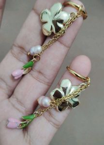 Flower &amp; Pearl Dangle Earrings