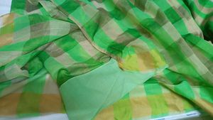 Vibrant Green Checkered Saree