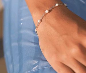 Elegant Pearl Chain Bracelet 925 silver