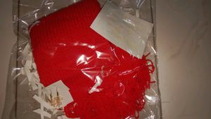 Handmade Mikasa Maroon Knitted Scarf with Fringe