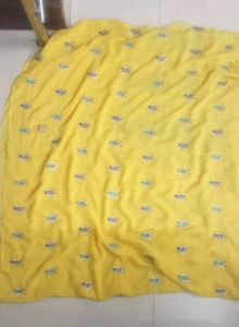 Yellow Embroidered Saree