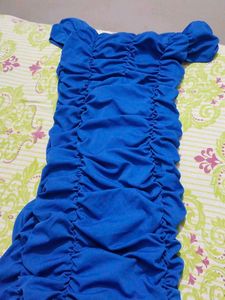 Chic Blue Ruched Dress