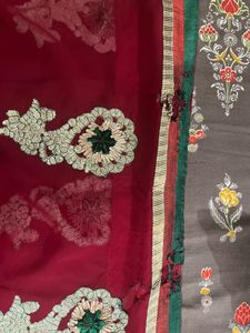 Elegant Embroidered Red Saree