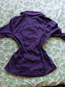 💜🪩 Y2K Purple Striped Button-Up Shirt 🪩💜