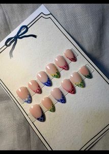 bandhani frech tip nails