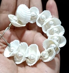 White Cell Pearl Hoop Earrings