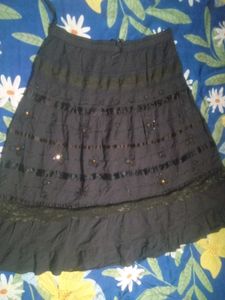 Black Tiered Skirt with Embellishments