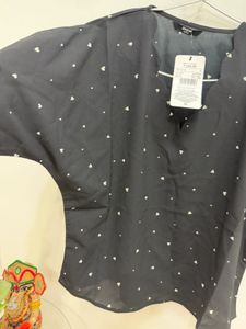 SheinC hic Black Heart Print Top