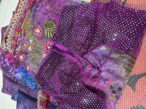 y2k mumma half net chatpate saree
