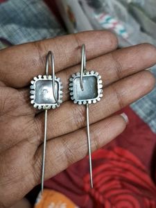 Unique western silver brass bugadi earrings