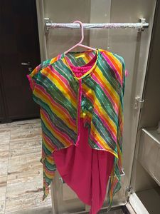 Colorful Striped Kurta with Pom-Pom Detail