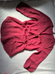 Chic Burgundy Dot Wrap Top