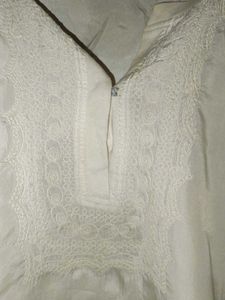 Silk Dori Work White Kurti