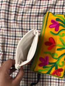 Kashmiri Embroidered Pouch &amp; Coin Purse Set