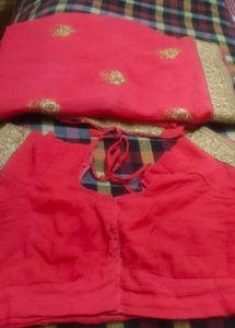 Beautiful Red Embroidered Saree