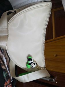 Stylish Cream Crescent Shoulder Bag