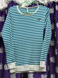 Striped Long Sleeve Top with Bow Detail
