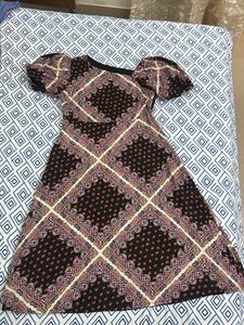 Boho Patterned Puff Sleeve Dress