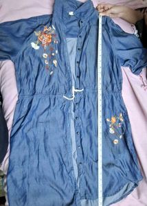 Embroidered Denim Dress