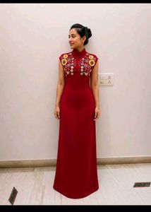 elegant red embroiderey gown