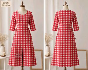 Red Gingham Midi Dress