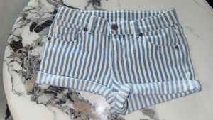 low waist Striped Denim Shorts
