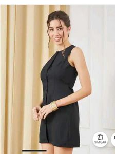 XXL size Sleek Black Button-Up Mini Dress