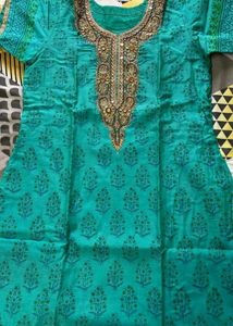 Embroidered Teal Kurta