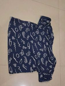 Navy Blue Abstract Print Tunic Top