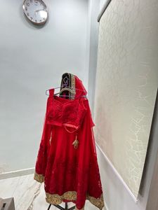 Red Embroidered Lehenga Choli Dupatta Set