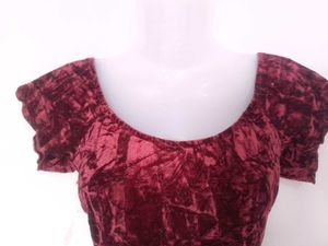Crushed Velvet Burgundy Top