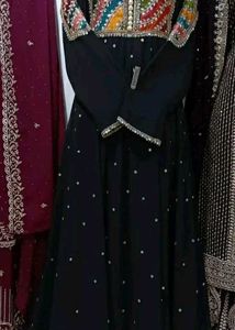 Pakistani gown Embroidered Black  Anarkali Suit
