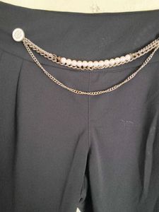 Chic Black Pants with Chain Detail