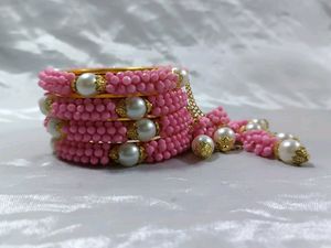 Pink Bangles With Latkan