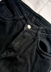 Black Denim Cargo Pants