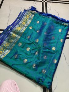 Stunning Teal and Blue Silk Saree