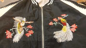 varsity sliver zip embroidery y2k jacket