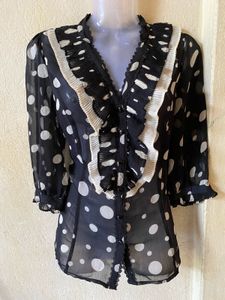 Chic Polka Dot Ruffle Blouse